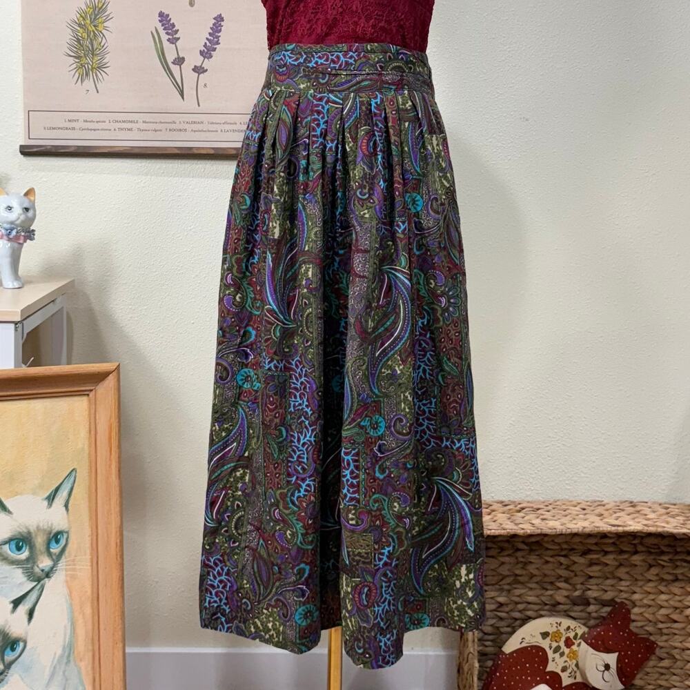 Vintage 80s 90s Paisley Maxi Skirt Hippie Fairy Grunge Whimsigoth Boho Witchy M